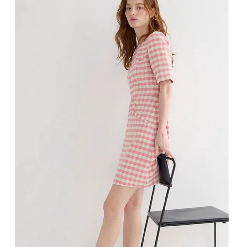 J. Crew Gingham Mini Dress in Pink and White - Picture 2 of 8